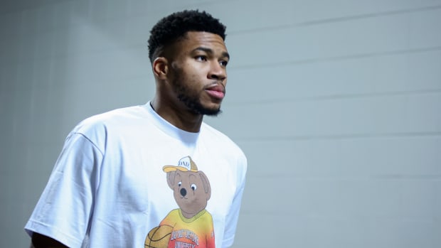 November 7, 2022; Milwaukee Bucks forward Giannis Antetokounmpo before a game against the Atlanta Hawks